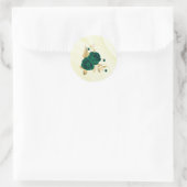 smaragdgroen bloemen goudblad ronde sticker (Tas)