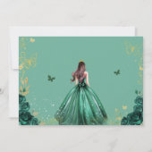 Smaragdgroen Bloemen Prinses Quinceañera Foto Kaart (Achterkant)
