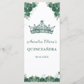 Smaragdgroen Bloemen Quinceañera Menu (Achterkant)
