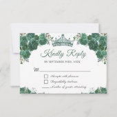 Smaragdgroen Bloemen Quinceañera RSVP-kaart RSVP Kaartje (Voorkant)