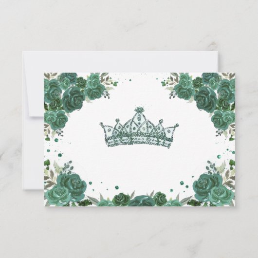Smaragdgroen Bloemen Quinceañera RSVP-kaart RSVP Kaartje (Achterkant)