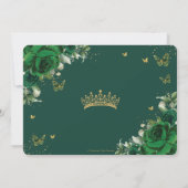 Smaragdgroen Bloemen Quinceañera Sweet 16 Foto Bedankkaart (Achterkant)