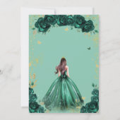 Smaragdgroen Bloemen Quinceanera Sweet 16 Save The Date (Achterkant)