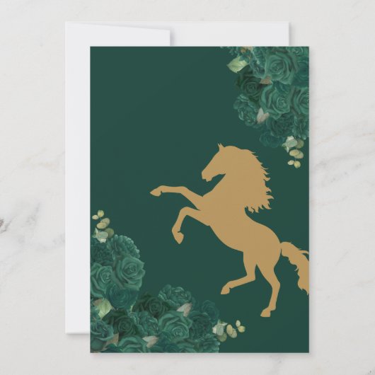 Smaragdgroen Bloemen Western Charra Quinceanera Kaart (Achterkant)