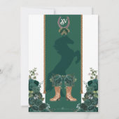 Smaragdgroen Bloemen Western Charro Quinceañera Kaart (Achterkant)