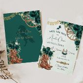 Smaragdgroen Bloemen Wild West Charro Quinceañera Save The Date