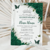 Smaragdgroen Bloemen Zilver Quinceañera Sweet 16 Kaart