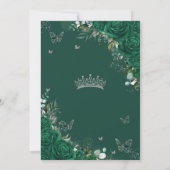Smaragdgroen Bloemen Zilver Quinceañera Sweet 16 Kaart (Achterkant)