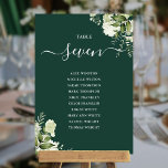 Smaragdgroen Bloemen Zitplannummer Tafelnummer<br><div class="desc">Deze elegante smaragdgroene botanische groene bladeren bruiloft tafelnummers kunnen worden gepersonaliseerd met het zitplan van uw gasten in chique typografie. De kaarten zijn op de voor- en achterkant gedrukt (dubbelzijdig). Ontworpen door Thisnotme©</div>