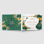Smaragdgroen Bloemen Zonnebloemen Goud Quinceañera Gastenboek (Volledig)