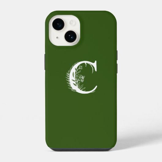 SMARAGDGROEN BLOEMMONOGRAM LETTER C ONTWERP iPhone HOESJE (Achterkant)