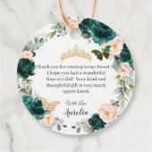 Smaragdgroen Blush Bloemen Zoet 16 16e Verjaardag Bedankjes Labels (Achterkant)