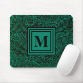 Smaragdgroen botanisch gebladerte monogram muismat (Met muis)