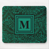 Smaragdgroen botanisch gebladerte monogram muismat (Voorkant)