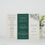 Smaragdgroen  Botanisch Huwelijksprogramma (Staand voorkant)