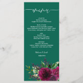 Smaragdgroen Bourgondië Floral bruiloft Menu (Voorkant)