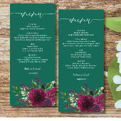 Smaragdgroen Bourgondië Floral bruiloft Menu