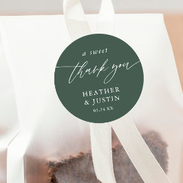 Smaragdgroen Een Schattige Dankjewel Trouwcadeautj Ronde Sticker