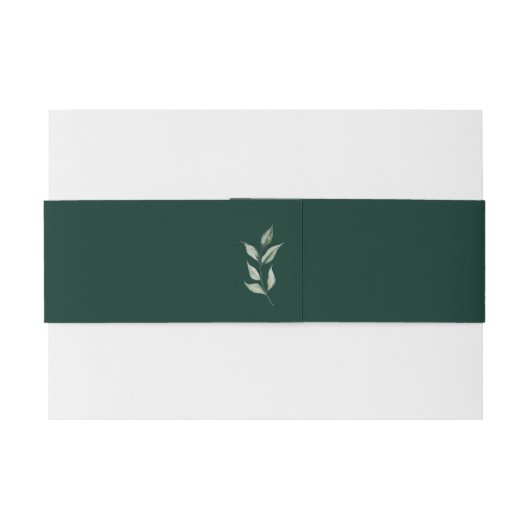 Smaragdgroen Effen Kleur Bruiloft Botanische Tak Uitnodigingen Wikkel (Achterkant Voorbeeld)