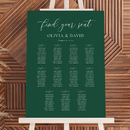 Smaragdgroen Elegant 11 tafel Zitkaart Poster
