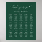 Smaragdgroen Elegant 15 tafel Zitkaart Poster (Voorkant)
