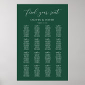 Smaragdgroen Elegant 16 tafel Zitkaart Poster (Voorkant)