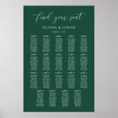 Smaragdgroen Elegant 19 tafels Zitlijst Poster (Voorkant)