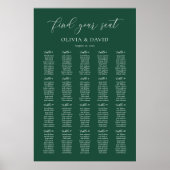 Smaragdgroen Elegant 20 tafel Zitkaart Poster (Voorkant)