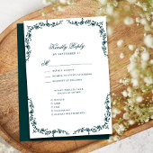 Smaragdgroen Elegant  Bloemen Bruiloft RSVP Kaartje