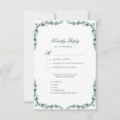Smaragdgroen Elegant  Bloemen Bruiloft RSVP Kaartje (Voorkant)