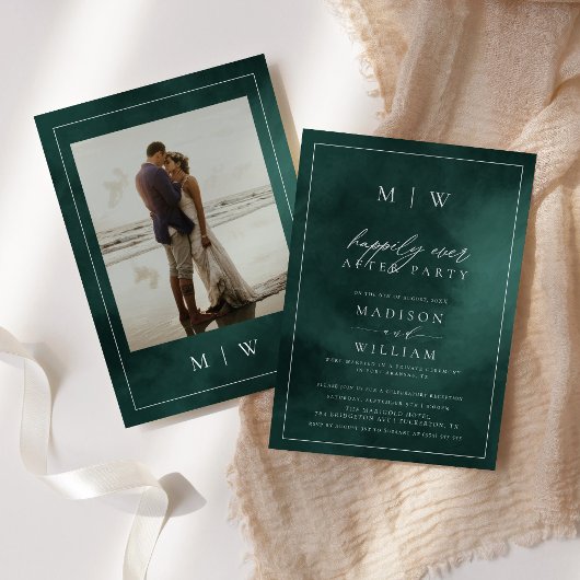 Smaragdgroen Elegant Elopement Bruiloft Kaart