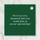 Smaragdgroen Elegant Minimalistische Bruiloft Dank Bedankjes Labels (Achterkant)