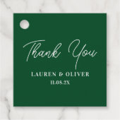 Smaragdgroen Elegant Minimalistische Bruiloft Dank Bedankjes Labels (Voorkant)