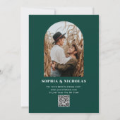 Smaragdgroen Elegant minimalistische bruiloft QR C Kaart (Achterkant)