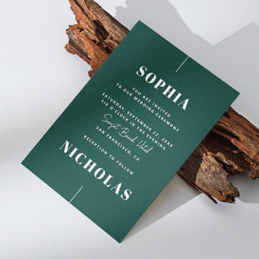 Smaragdgroen Elegant minimalistische bruiloft QR C Kaart