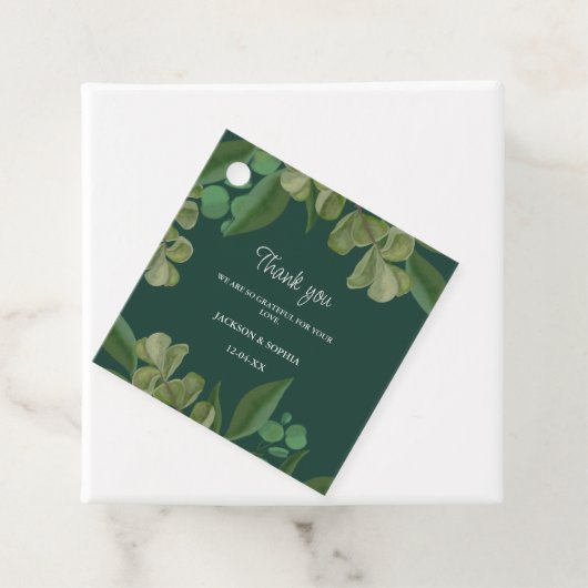 Smaragdgroen Elegant rustiek groen blad weelderig Bedankjes Labels (In situ)