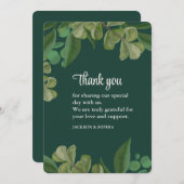 Smaragdgroen Elegant rustiek groen blad weelderig Bedankkaart (Voorkant / Achterkant)