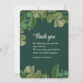 Smaragdgroen Elegant rustiek groen blad weelderig Bedankkaart (Voorkant)