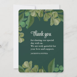 Smaragdgroen Elegant rustiek groen blad weelderig Bedankkaart