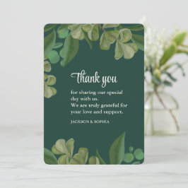 Smaragdgroen Elegant rustiek groen blad weelderig Bedankkaart