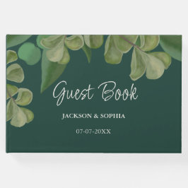 Smaragdgroen Elegant rustiek groen blad weelderig Gastenboek