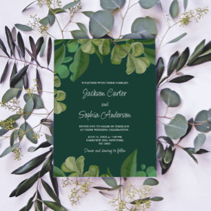 Smaragdgroen Elegant rustiek groen blad weelderig Kaart