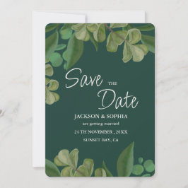 Smaragdgroen Elegant rustiek groen blad weelderig Save The Date