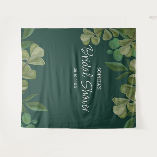 Smaragdgroen Elegant rustiek groen blad weelderig Wandkleed (Voorkant (horizontaal))
