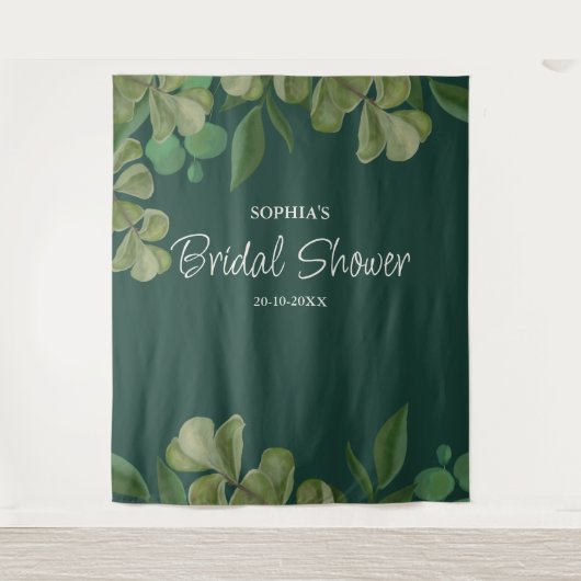 Smaragdgroen Elegant rustiek groen blad weelderig Wandkleed (Voorkant)