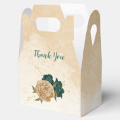Smaragdgroen en beige gouden bloemen bruiloft bedankdoosjes (Geopend)