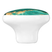 Smaragdgroen en goud abstract keramische knop (Zijkant)