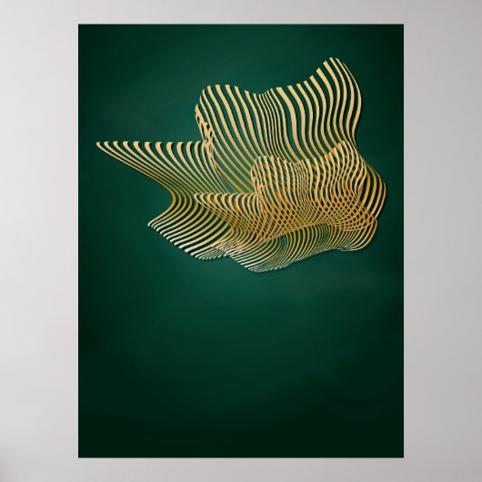 Smaragdgroen en Goud Abstract Wall Art Poster (Voorkant)
