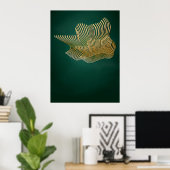 Smaragdgroen en Goud Abstract Wall Art Poster (Thuiskantoor)