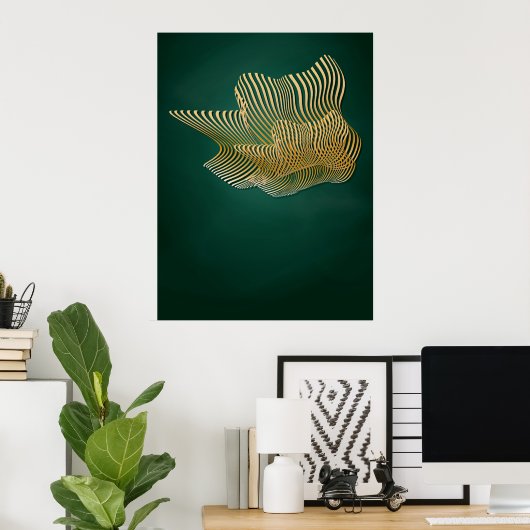 Smaragdgroen en Goud Abstract Wall Art Poster (Thuiskantoor)